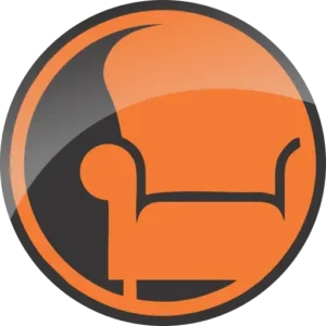 Favicon da Modernize Decorações, com um ícone de sofá laranja em um círculo preto.